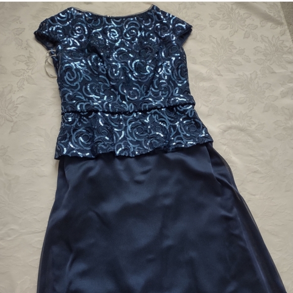 Jade by Jasmine Bejeweled Sequins Tiffany chiffon cap sleeves Sparkle Shine Maxi - Picture 1 of 11